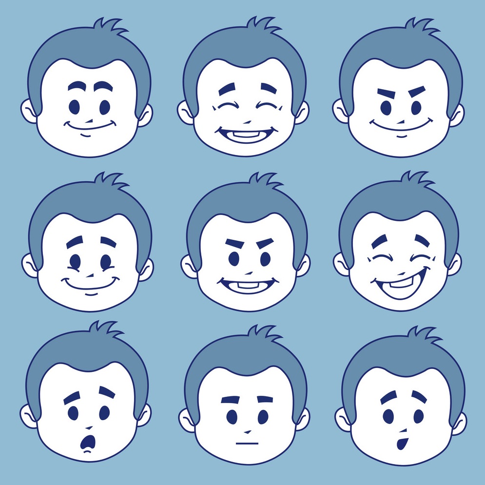 Nine Different facial expressions
